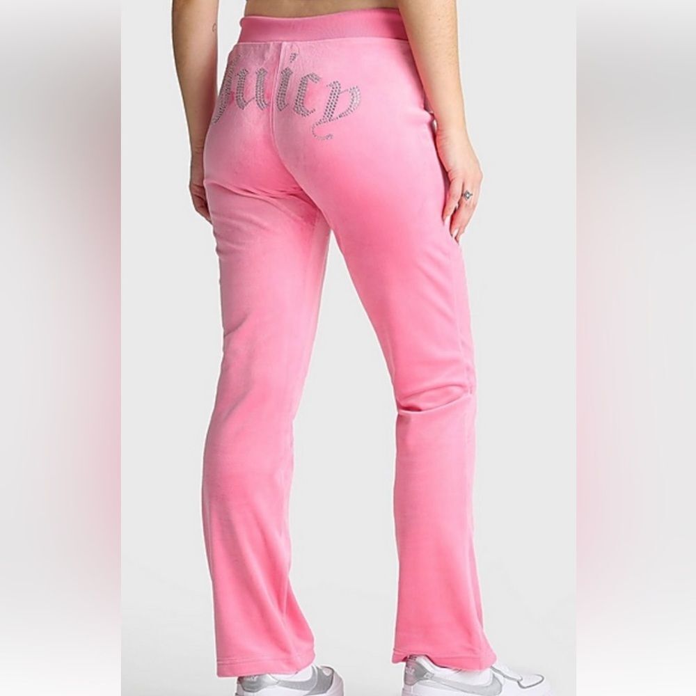 Juicy Couture Pants OG Bling Velour Pink Rhinestone Tracksuit Size Large Sexy